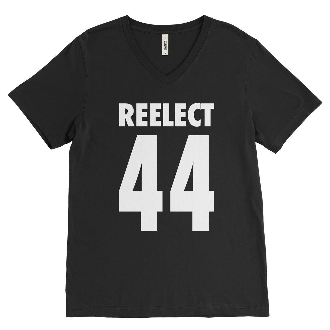 Reelect 44 v-neck V-neck Reelect Obama Black XS 