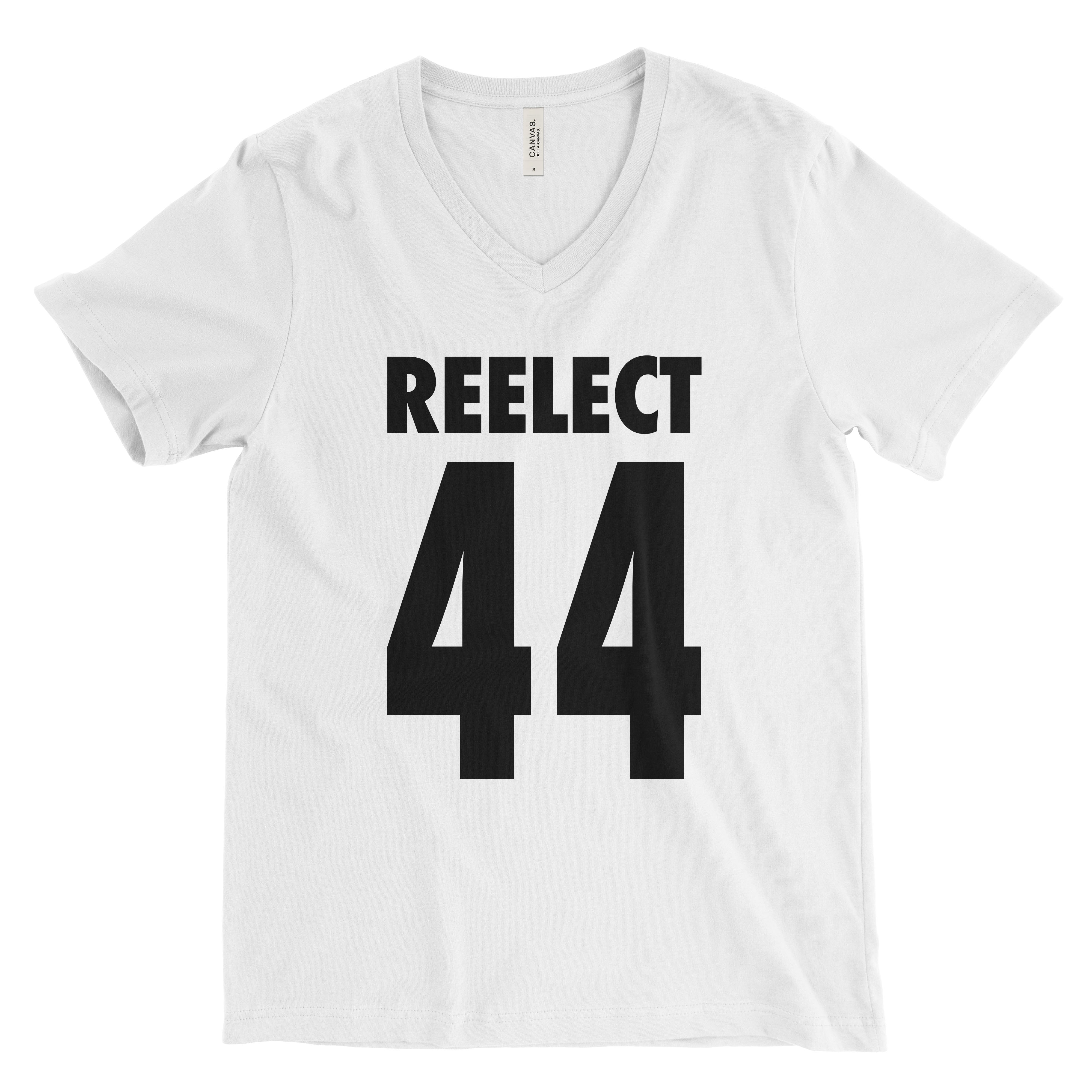 Reelect 44 v-neck V-neck Reelect Obama White XS 