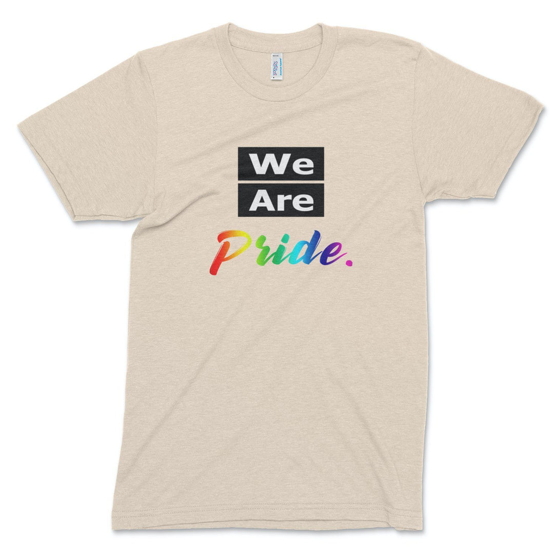 We Are Pride track tee T-Shirt Old News Co. Men/Unisex Tri-Oatmeal XS
