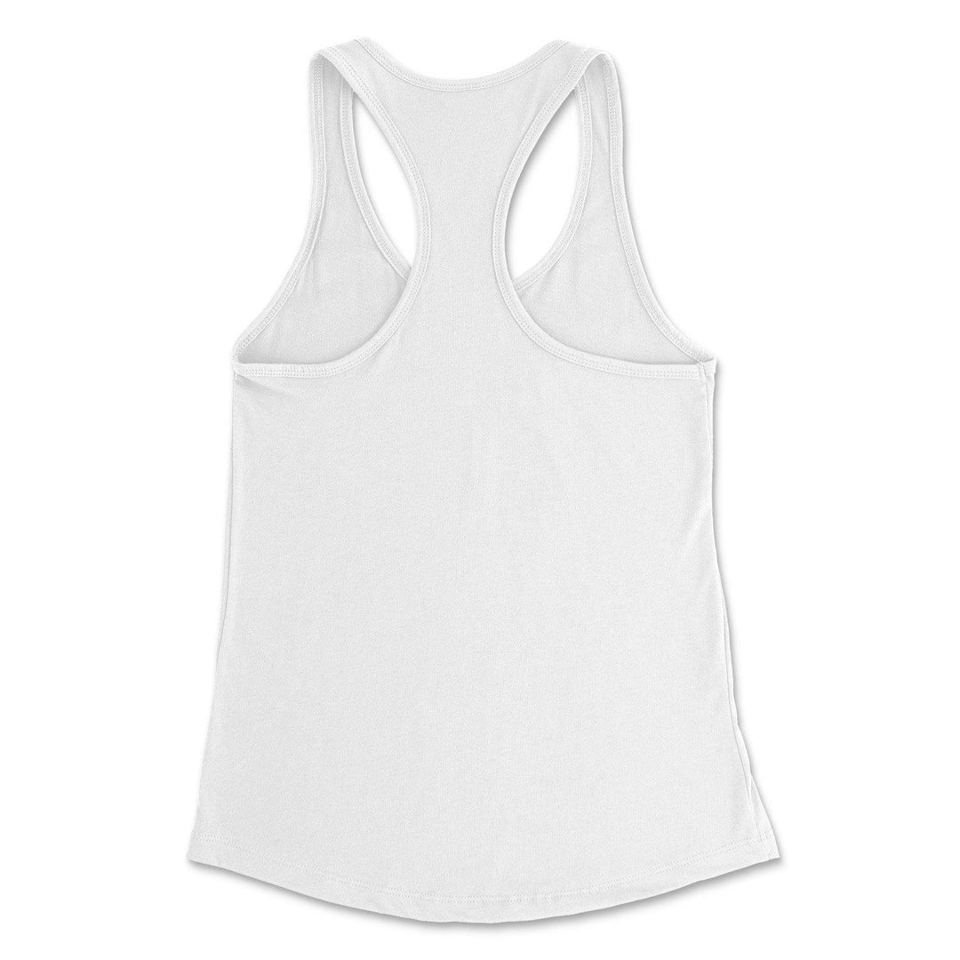 back of white women's racerback tank top with no design